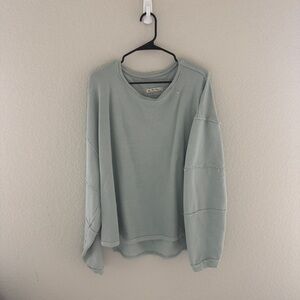 Free People Ribbed Crew Neck Pullover in Light Sage